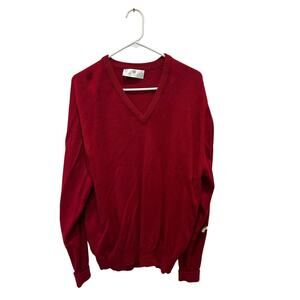 Ballantyne Women's Red V-neckline 100% Cashmere Long Sleeves Sweater Size OS